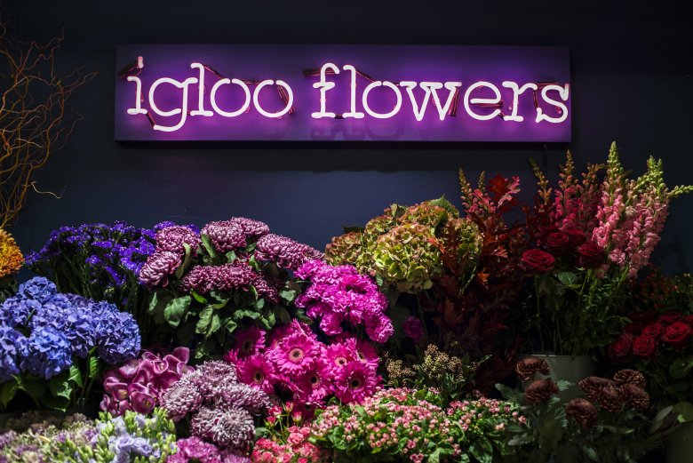 Igloo Flowers Neon Sign Front1 - Daniel Cobb - Locally grown