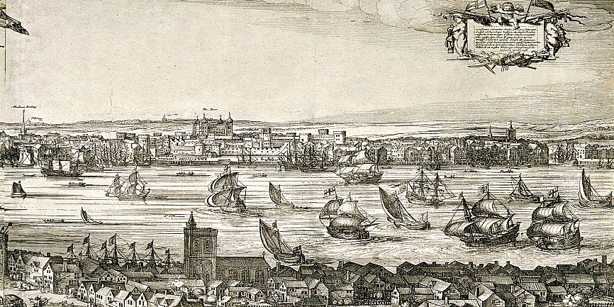 2016 view of London's skyline engraved by draughtsman Claes Jansz Visscher